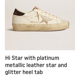 Golden Goose Hi Star Sneakers in Cream and Gold